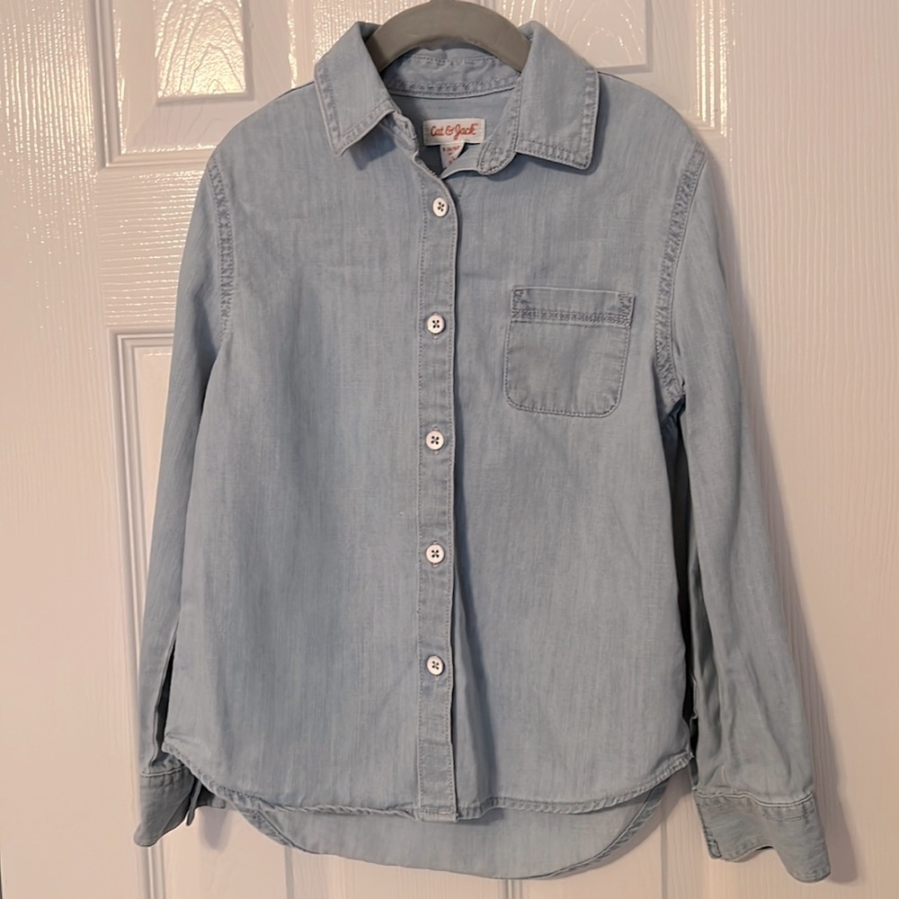 Cat & Jack Girls Denim Button-up Shirt Size 6